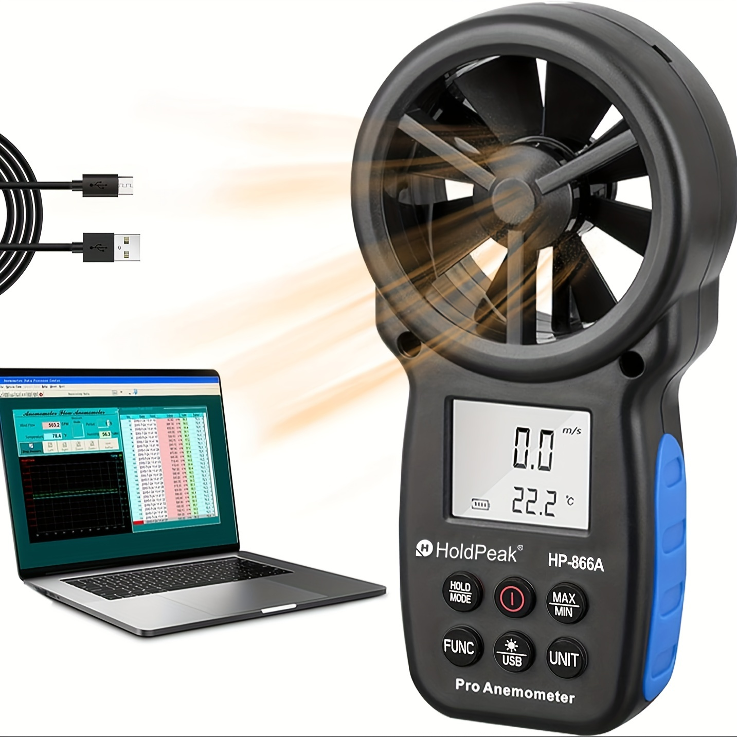 Anemometer Wind Speed - HP-866A Digital Anemometer, Handheld CFM Air
