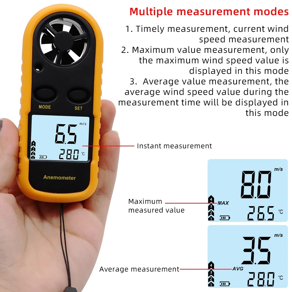 Anemometer Wind Speed - GM816 Digital Anemometer Wind Speed Mini