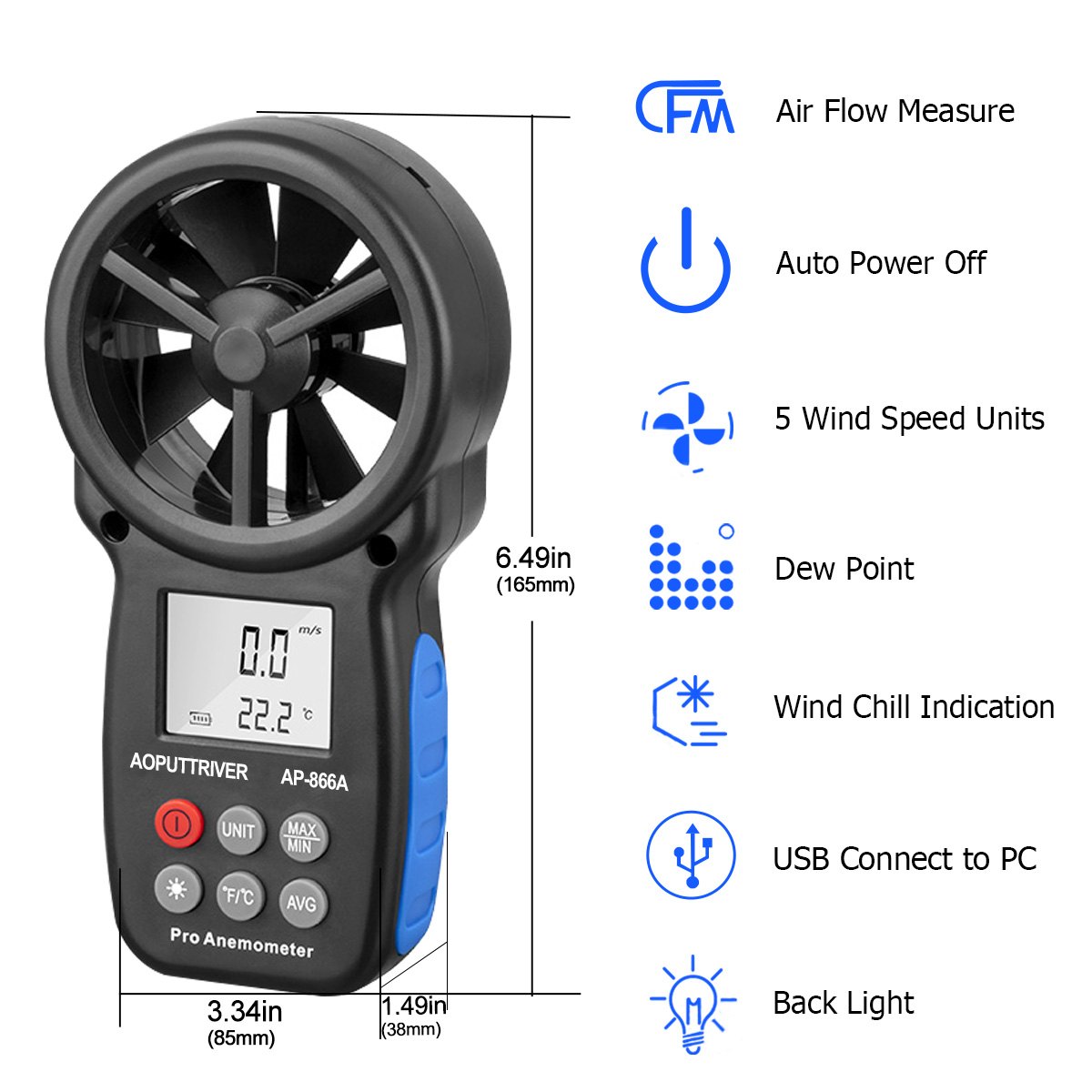 HP-866A Digital Anemometer, Ha - Anemometer Wind Speed recension och pris