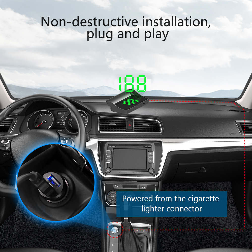 W1 Car HUD Head Up Display Win - Anemometer Wind Speed recension och pris