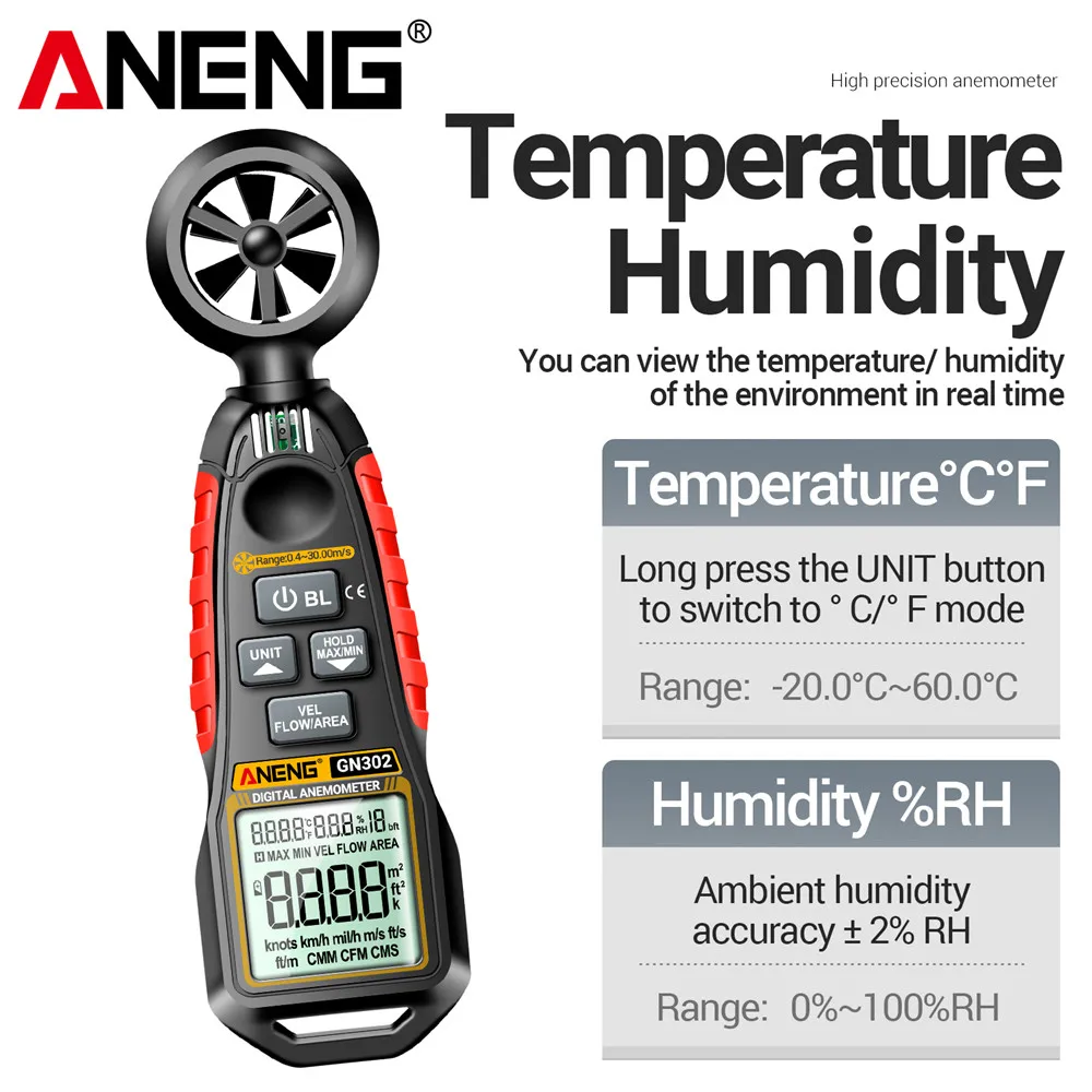Digital Anemometer 0.4~30m/s A - Anemometer Wind Speed recension och pris