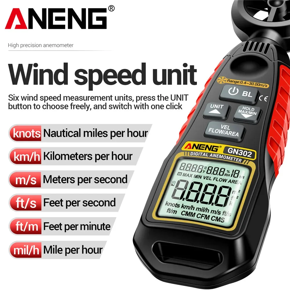 Digital Anemometer 0.4~30m/s A - Anemometer Wind Speed recension och pris